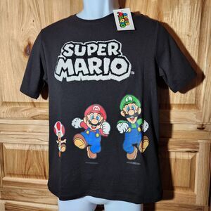 Super Mario Youth T-Shirt – Black Short Sleeve, Size 14/16, NWT